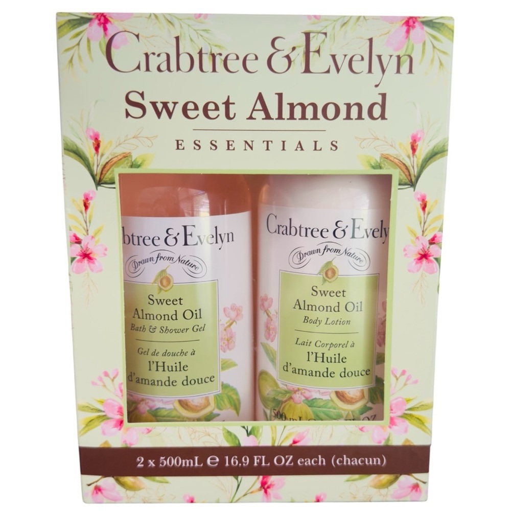 Crabtree and Evelyn Sweet Almond Essentials‎ Bath Shower Gel & Body Lotion 2 Pcs